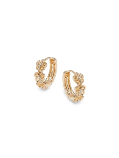 Area Stars Women's Goldtone & Glass Stone Floral Huggie Earrings