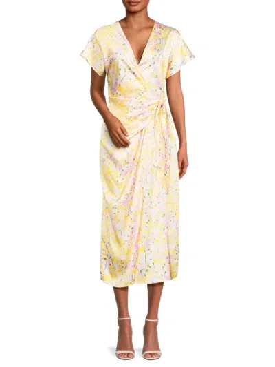 Area Stars Women's Jacqui Floral Faux Wrap Dress In Yellow