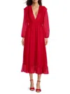 Area Stars Women's Mina Long Sleeve Ruffled Midi Dress In Red
