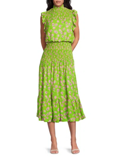Area Stars Women's Pink Green Floral Midi Dress In Multi