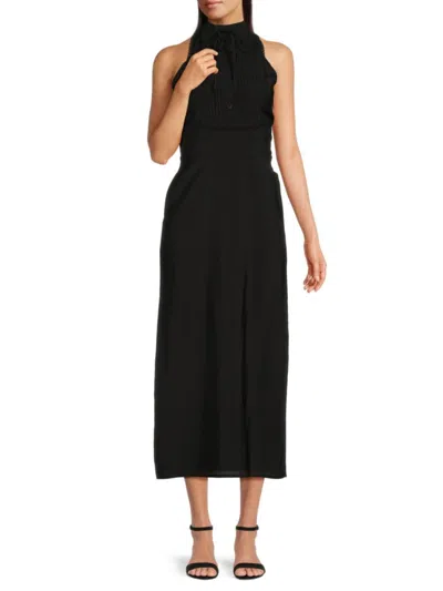 Area Stars Women's Pleated Bib Sheath Midi Dress In Black