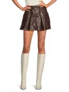Area Stars Women's Pleated Faux Leather A-line Miniskirt In Brown