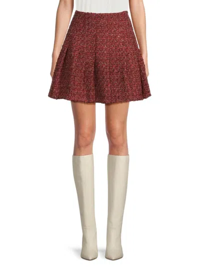 Area Stars Women's Pleated Tweed A-line Miniskirt In Burgundy