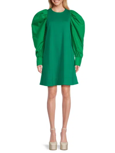 Area Stars Women's Puff Sleeve A Line Mini Dress In Green