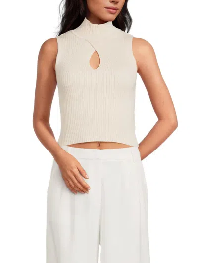 Area Stars Women's Ribbed Keyhole Crop Top In Cream