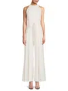 Area Stars Ronson Pleated Halter Neck Wide Leg Jumpsuit In White