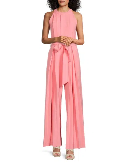 Area Stars Ronson Pleated Halter Neck Wide Leg Jumpsuit In Pink