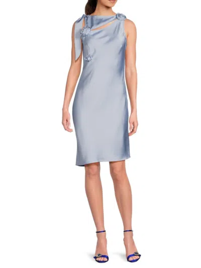 Area Stars Women's Rose Satin Mini Cocktail Dress In Light Blue