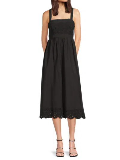 Area Stars Women's Sara Embroidered Eyelet Midi-dress In Black