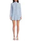 Area Stars Sara Long Sleeve Pin Tuck Dress In Light Blue