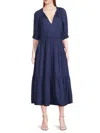 Area Stars Women's Side-tie Tiered Midi-dress In Blue