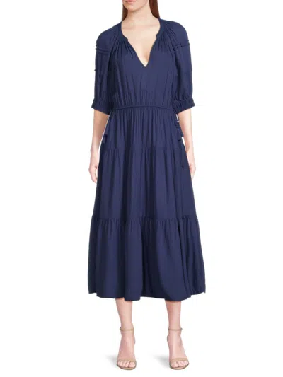 Area Stars Women's Side-tie Tiered Midi-dress In Blue