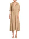 Area Stars Women's Side-tie Tiered Midi-dress In Brown