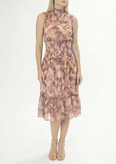 Area Stars Women's Sleeveless Ruched Dress In Blush Floral In Brown