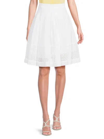 Area Stars Women's Solid Pleated Skirt In White