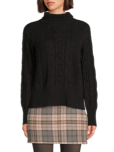 Area Stars Women's Sophie Cable Knit Mockneck Sweater In Black