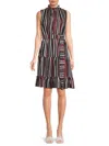 AREA STARS WOMEN'S STRIPED BELTED TIERED DRESS