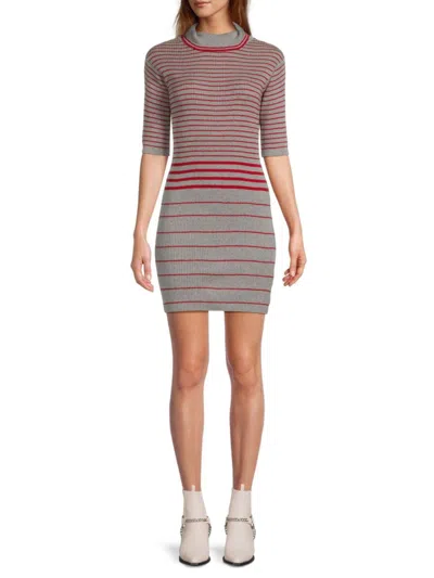 Area Stars Women's Striped Knit Bodycon Dress In Red Grey