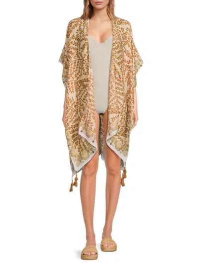 Area Stars Women's Summer Breeze Abstract Print Coverup Kimono In Beige