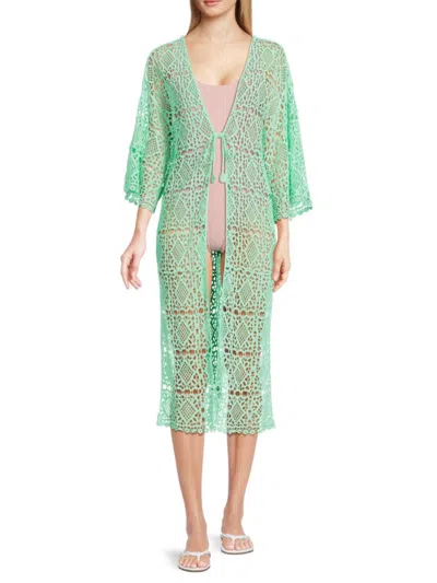 Area Stars Women's Summer Breeze Crochet Cover Up Cardigan In Mint