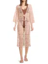 Area Stars Women's Summer Breeze Crochet Longline Cover-up Cardigan In Peach