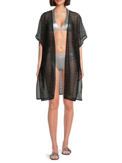 Area Stars Women's Summer Breeze Embellished Sheer Cover-up Kimono In Black