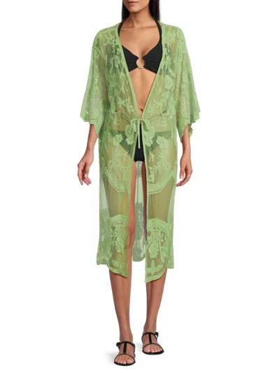 Area Stars Women's Summer Breeze Floral Lace Kimono In Sage
