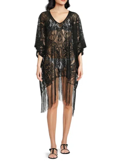 Area Stars Women's Summer Breeze Lace Coverup Poncho In Black