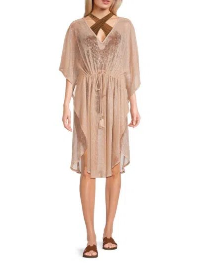 Area Stars Women's Summer Breeze Metallic Drawstring Poncho In Dust Pink