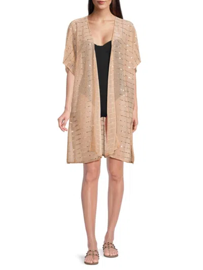 Area Stars Women's Summer Breeze Metallic Stripe Kimono In Gold