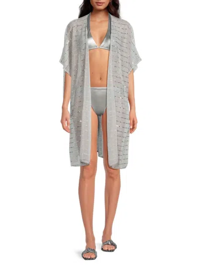 Area Stars Women's Summer Breeze Metallic Stripe Kimono In Gray