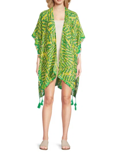 Area Stars Women's Summer Breeze Tropical Leaf Kimono In Green