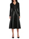 Area Stars Thea Mixed Media Midi Dress In Black