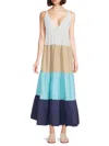 Area Stars Colorblock Tiered Maxi Dress In Multi