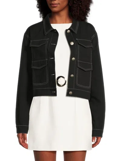 Area Stars Women's Topstitch Mod Barn Jacket In Black White