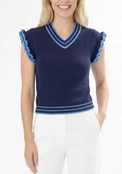 Area Stars Trim Knit Top In Blue