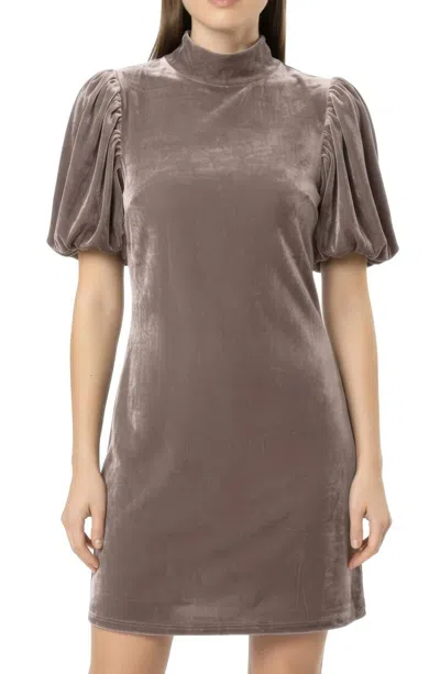 Area Stars Women's Velvet Mock Neck Dress In Grey In Gray