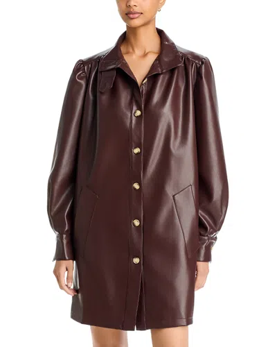 Area Stars Wren Faux Leather Button Front Dress In Brown