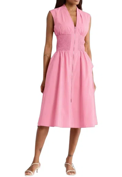 Area Stars Zip Midi Dress In Pink In Multi