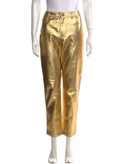 Pre-owned Area Straight Leg Pants In Gold