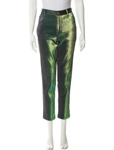 Pre-owned Area Straight Leg Pants In Green