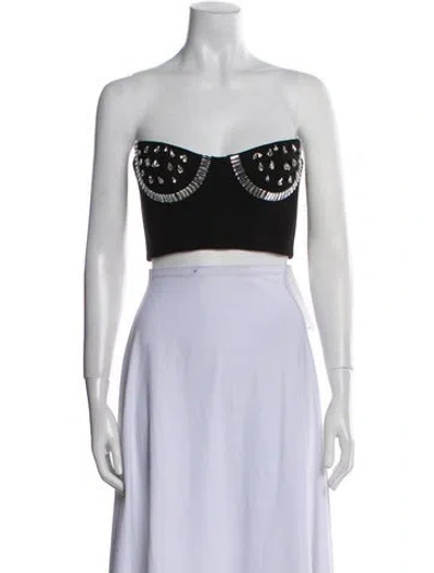Pre-owned Area Strapless Crop Top In Black