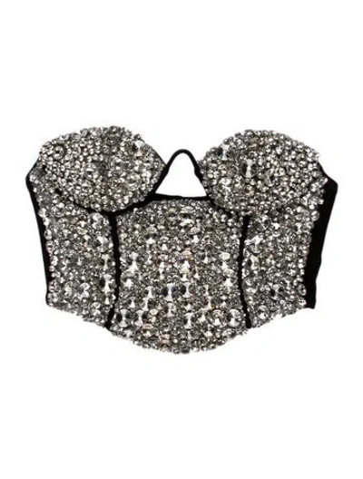Pre-owned Area Strapless Crop Top In Black