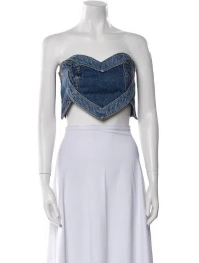 Pre-owned Area Strapless Crop Top In Black