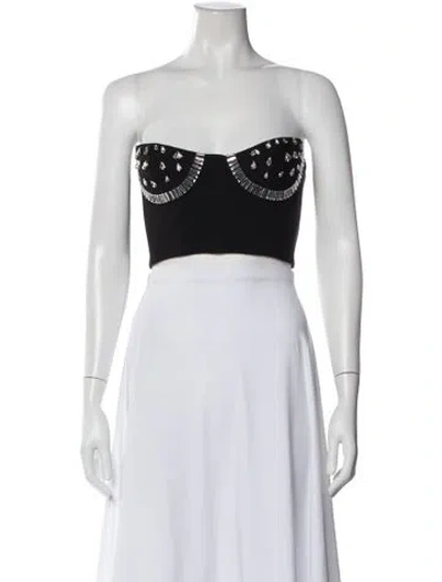Pre-owned Area Strapless Crop Top In Black