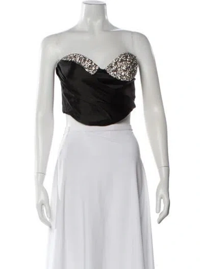 Pre-owned Area Strapless Crop Top In Black