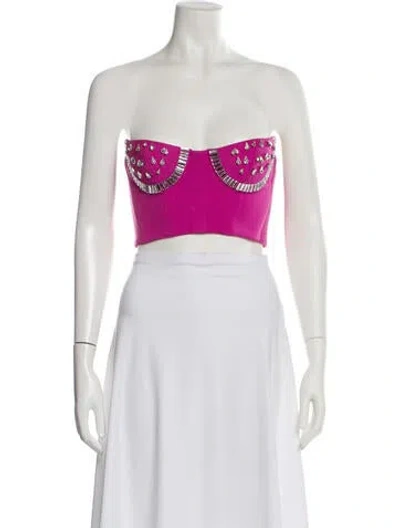 Pre-owned Area Strapless Crop Top In Pink