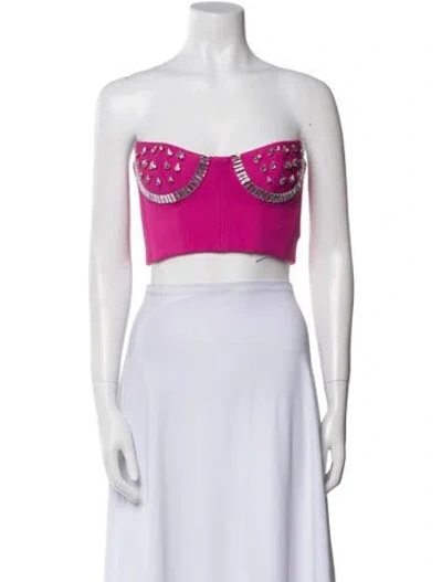 Pre-owned Area Strapless Crop Top W/ Tags In Black