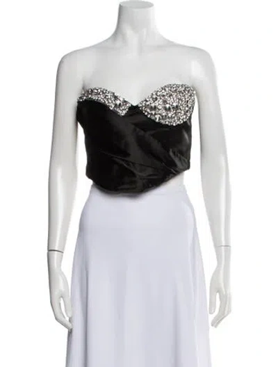 Pre-owned Area Strapless Crop Top W/ Tags In Black