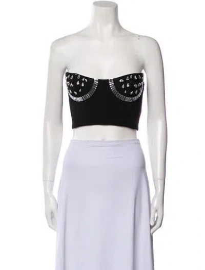 Pre-owned Area Strapless Crop Top In White